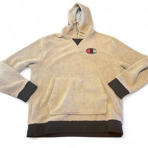 Champion Sherpa Fleece Pullover Hoodie Sweatshirt Size Large
